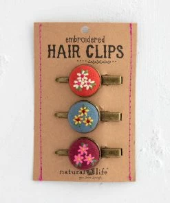 Natural Life Embroidered Hair Clip Set