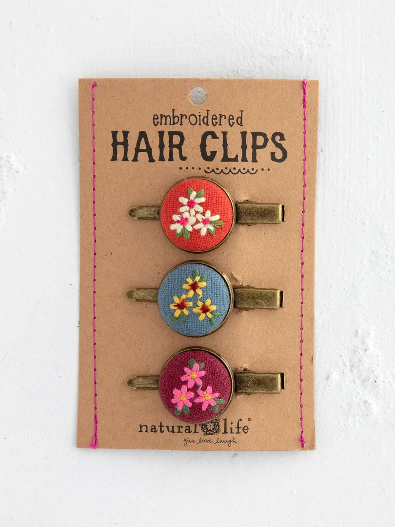 Natural Life Embroidered Hair Clip Set 3 Natural Life Embroidered Hair Clip Set