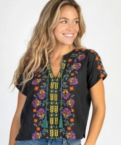 Natural Life Embroidered Tassel Top SUMMER SHOP