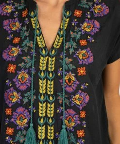 Natural Life Embroidered Tassel Top SUMMER SHOP