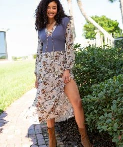 Natural Life CLOTHES Rowan Side Slit Midi Dress 27 Natural Life CLOTHES Rowan Side Slit Midi Dress