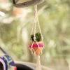Natural Life Macrame Faux Succulent Car Charm