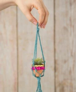Natural Life Macrame Faux Succulent Car Charm