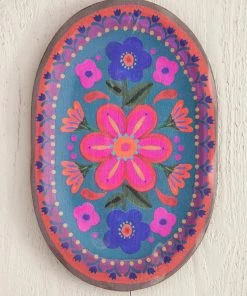 Natural Life HOME & LIVING Folk Flower Wood Platter