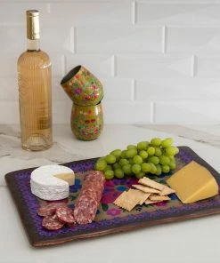 Natural Life HOME & LIVING Folk Flower Wood Platter