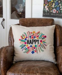 Natural Life Hand Embroidered Pillow NEW & TRENDING