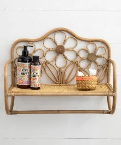 Natural Life Floral Rattan Wall Shelf