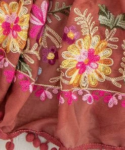 Natural Life Embroidered Pom Pom Scarf SUMMER SHOP