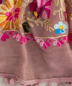 Natural Life Embroidered Pom Pom Scarf SUMMER SHOP