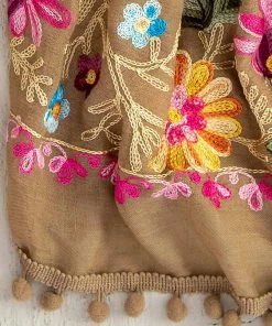 Natural Life Embroidered Pom Pom Scarf SUMMER SHOP