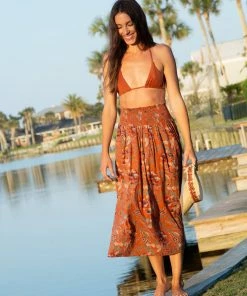 Natural Life Meadow Smocked Midi Skirt