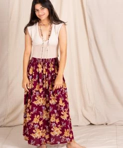 Natural Life Meadow Smocked Midi Skirt