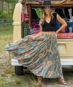 Natural Life Printed Satin Hanna Maxi Skirt NEW & TRENDING 19 Natural Life Printed Satin Hanna Maxi Skirt NEW & TRENDING