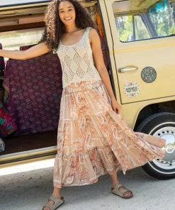 Natural Life Printed Satin Hanna Maxi Skirt NEW & TRENDING 20 Natural Life Printed Satin Hanna Maxi Skirt NEW & TRENDING