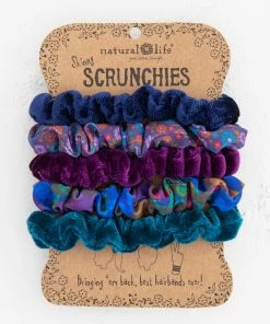 Natural Life Print And Velvet Scrunchies