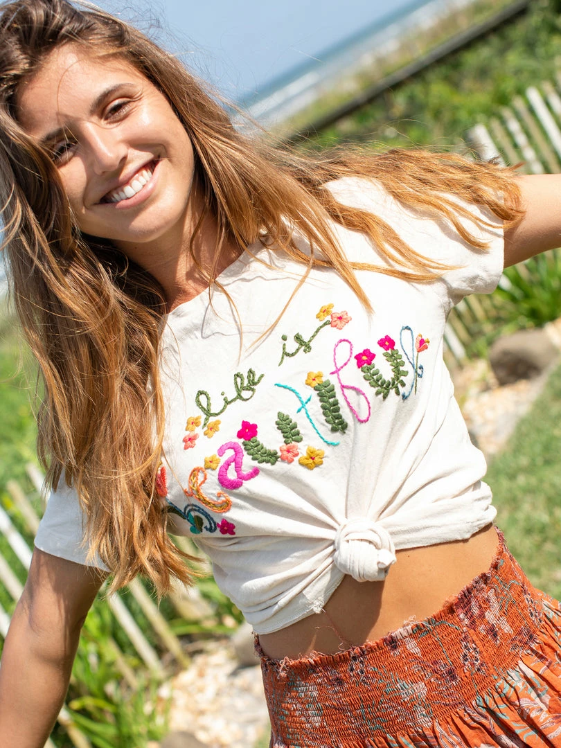 Natural Life Hand Embroidered Tee CLOTHES 3 Natural Life Hand Embroidered Tee CLOTHES