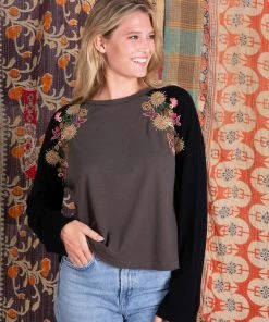 Natural Life Embroidered Raglan Top CLOTHES