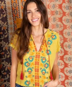 Natural Life Embroidered Tassel Top SUMMER SHOP