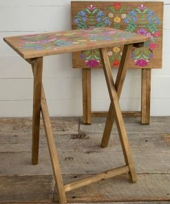 Natural Life Back To Campus Set Of 2 Wooden TV Tray Tables