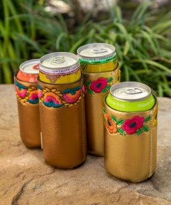 Natural Life Embroidered Drink Cozie Set