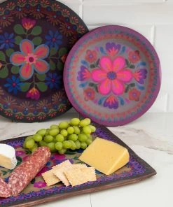 Natural Life HOME & LIVING Folk Flower Wood Platter